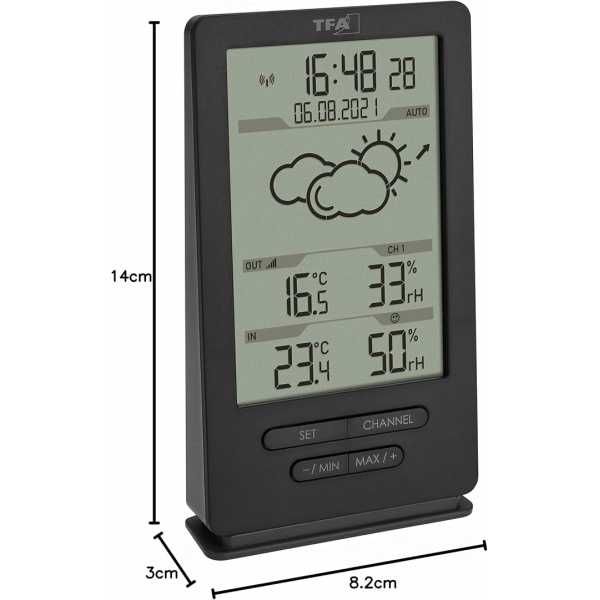 Цифрова безжична метеорологична станция TFA Dostmann с външен сензор,