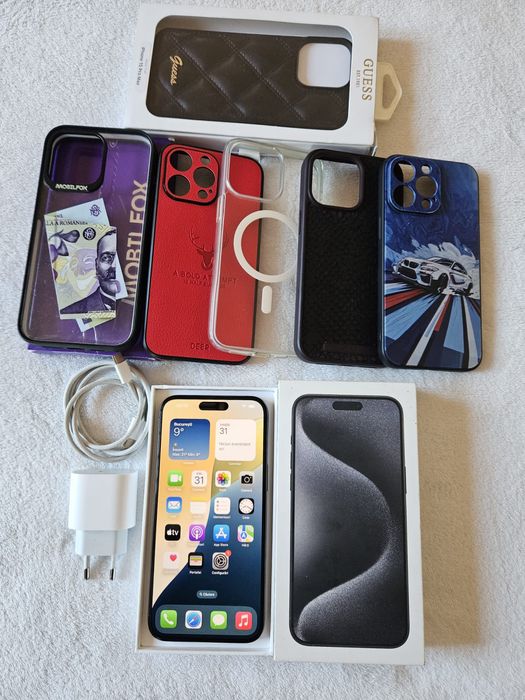 Iphone 15 pro max, 256GB, baterie 100%, 33 cicluri, CA NOU