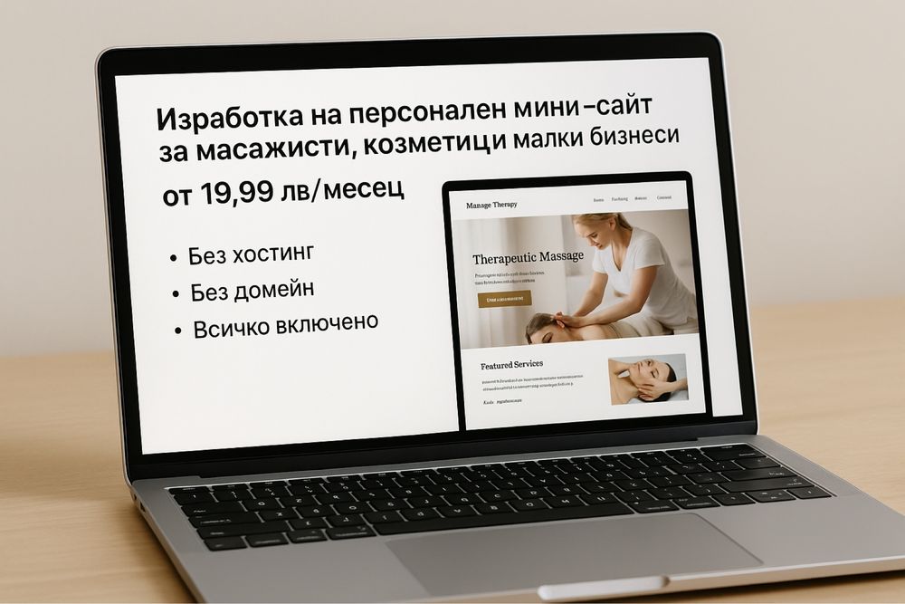 Изработка на мини уебсайт от 19.99/месец с включен хостинг и домейн