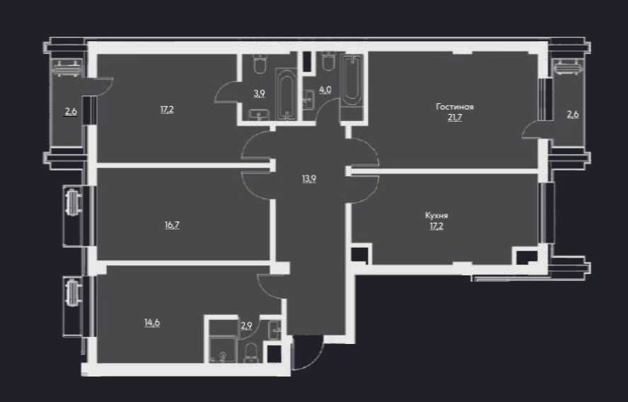 ЖК Manhattan. 4-комнатная, 111 м². г. Ташкент, Дархан, парк Тельман