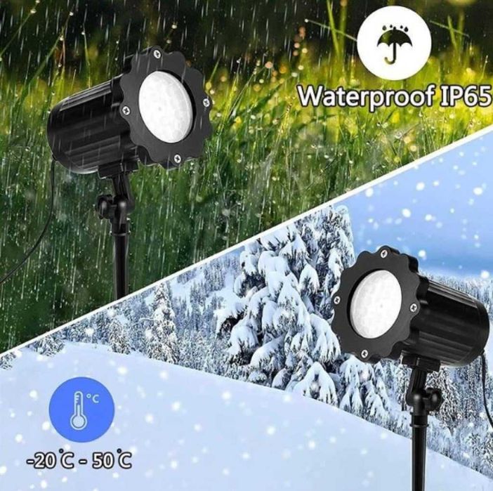 Водоустойчив LED проектор Снежинка за прожектиране на сняг
