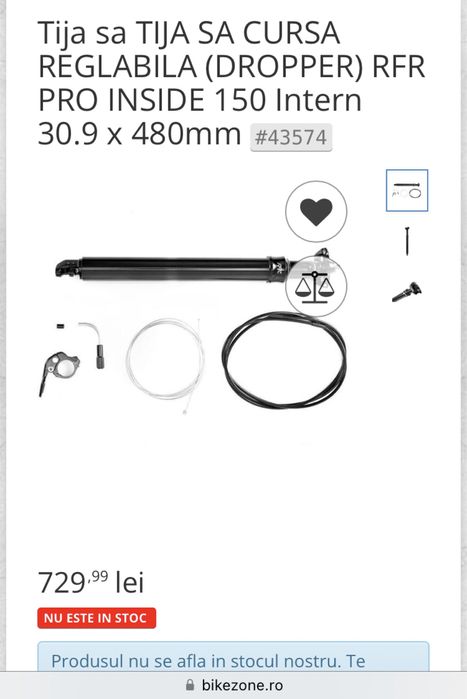 Tijă șa reglabila ( dropper ) RFR 30.9mm ( trail , enduro , mtb )