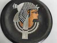 Placă de artă din cupru pictata cu argint / Vas de perete Nefertiti