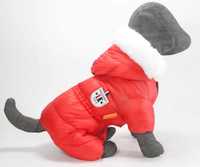 Кучешка дрешка пухено яке куче зимен модерен кучешки гащеризон червен