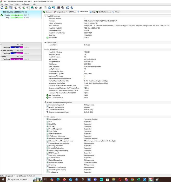 Hard disk laptop Toshiba Mobile Thin 1TB 5400rpm 128MB SATA3