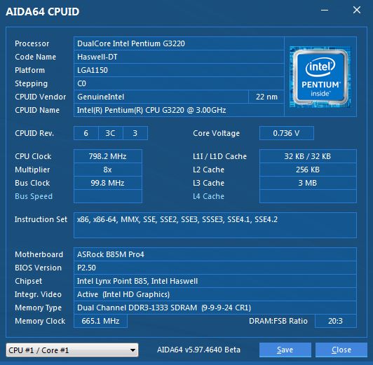 Intel Pentium Dual-Core G3220 3GHz LGA1150
