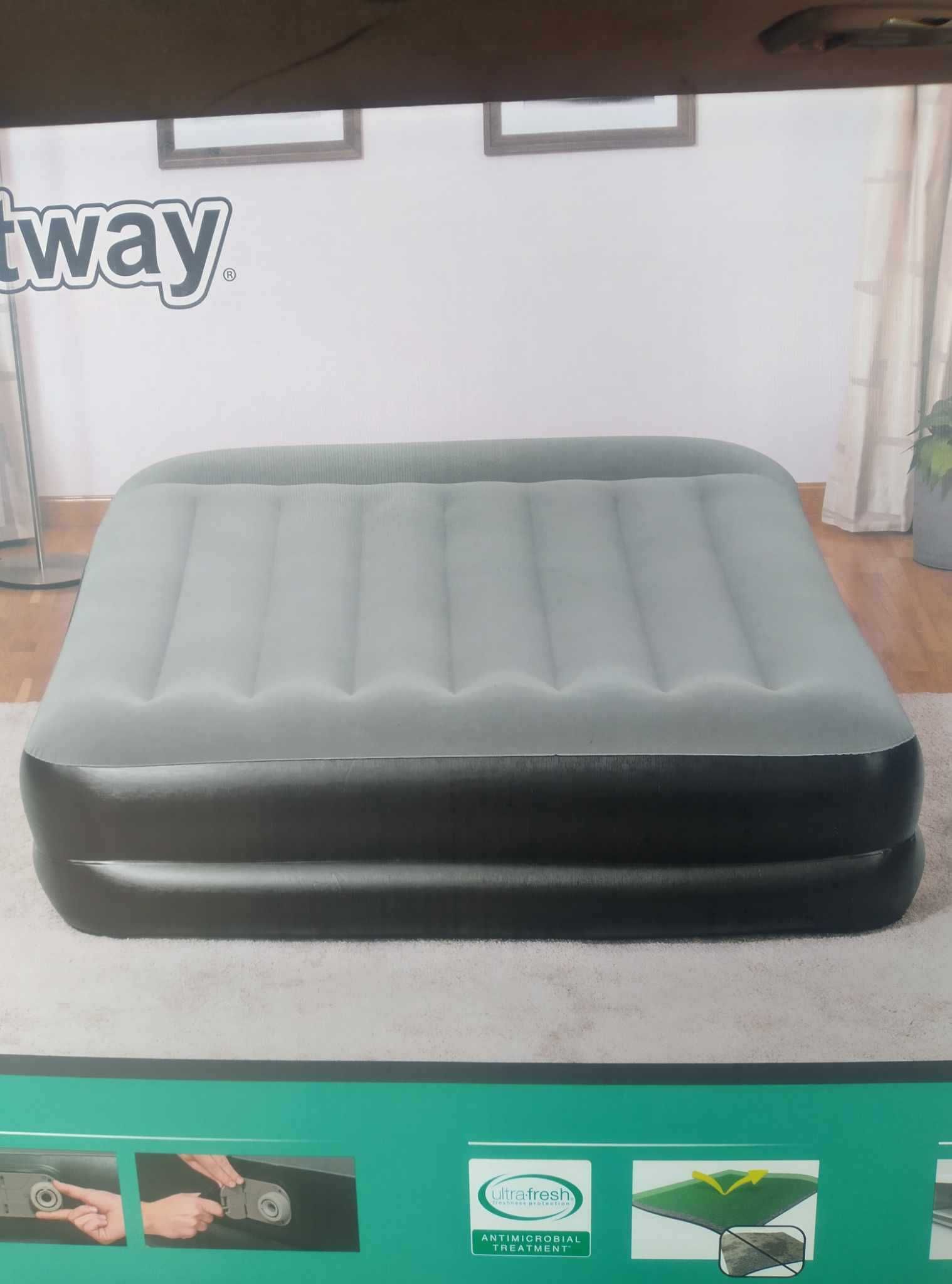 Надуваем двоен матрак, дюшек, легло спалня Bestway с ел.п 152х203х46