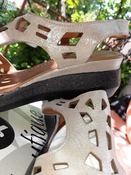 Sandale argintii platforma piele naturala 38 R&R Boutique, NOI