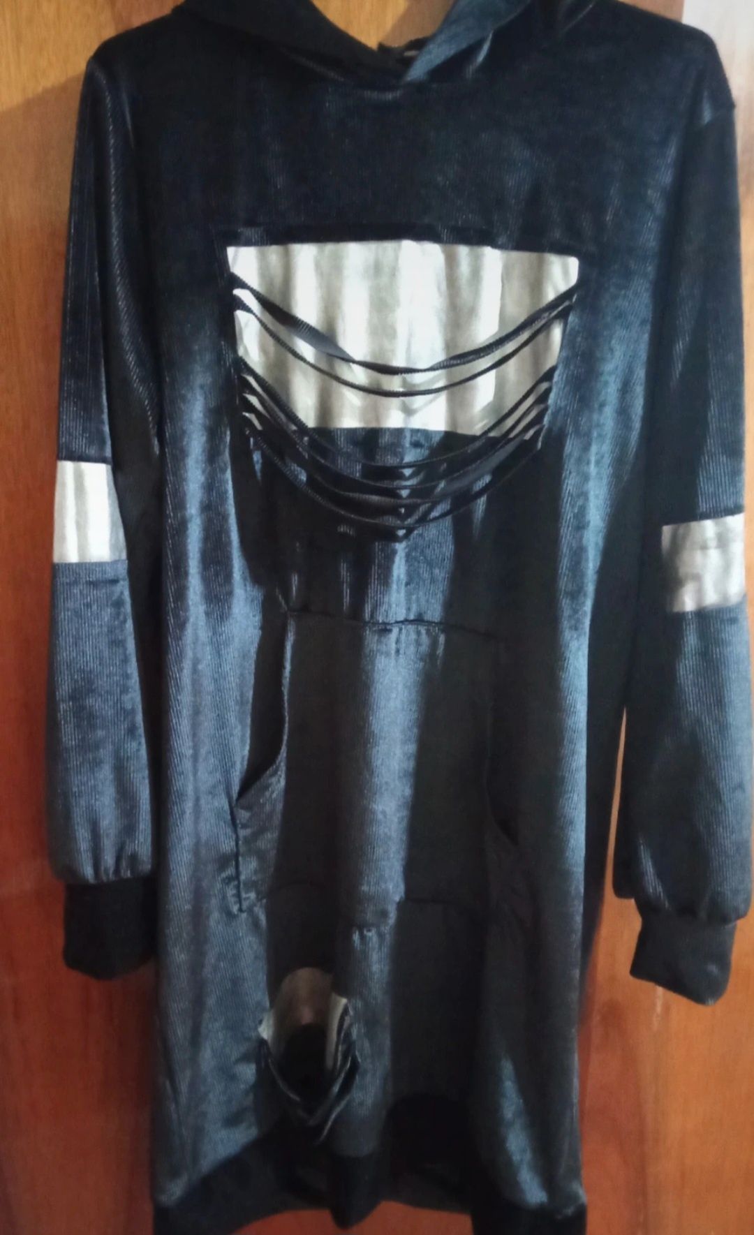 Hanorac modern negru lung