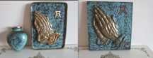 cadou rar bronz masiv 1970 A. Durer Maini de rugaciune x2 +Vas mural