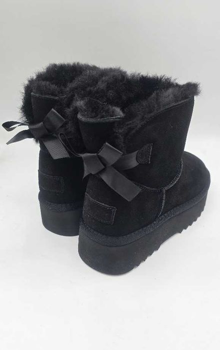 Ghete tip UGG bailey bow cu platforma - piele intoarsa naturala, 35-40