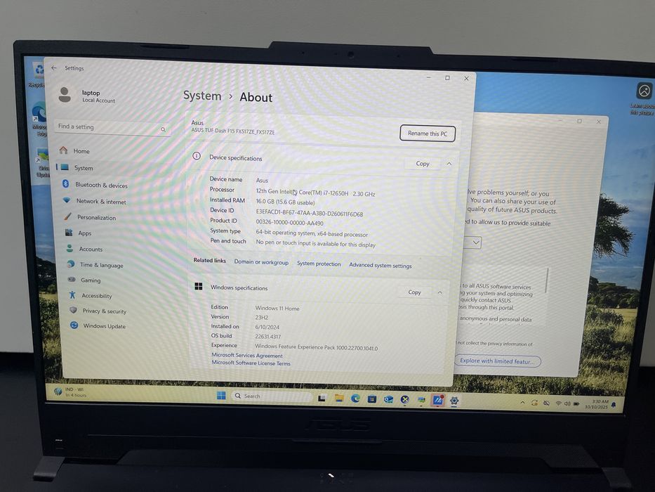 Asus TUF Intel I7 gen 12 /16 Gb Ram /512Gb SSD /RTX 3050Ti #27541