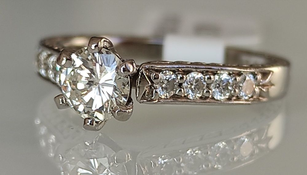 Inel logodna paladium si diamante 0.90ct mega discount Martie!