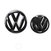 Set 2 Embleme Fata Spate Negru Lucios Volkswagen VW Golf 7 MK7, Glossy