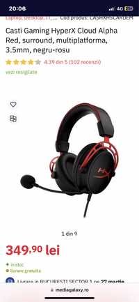 Casti gaming Hyperx Cloud Alpha