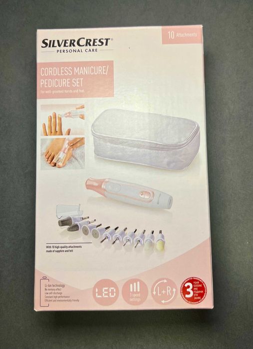 Set manichiură - pedichiură - Acumulator - 10 ataşamente - Roz gold