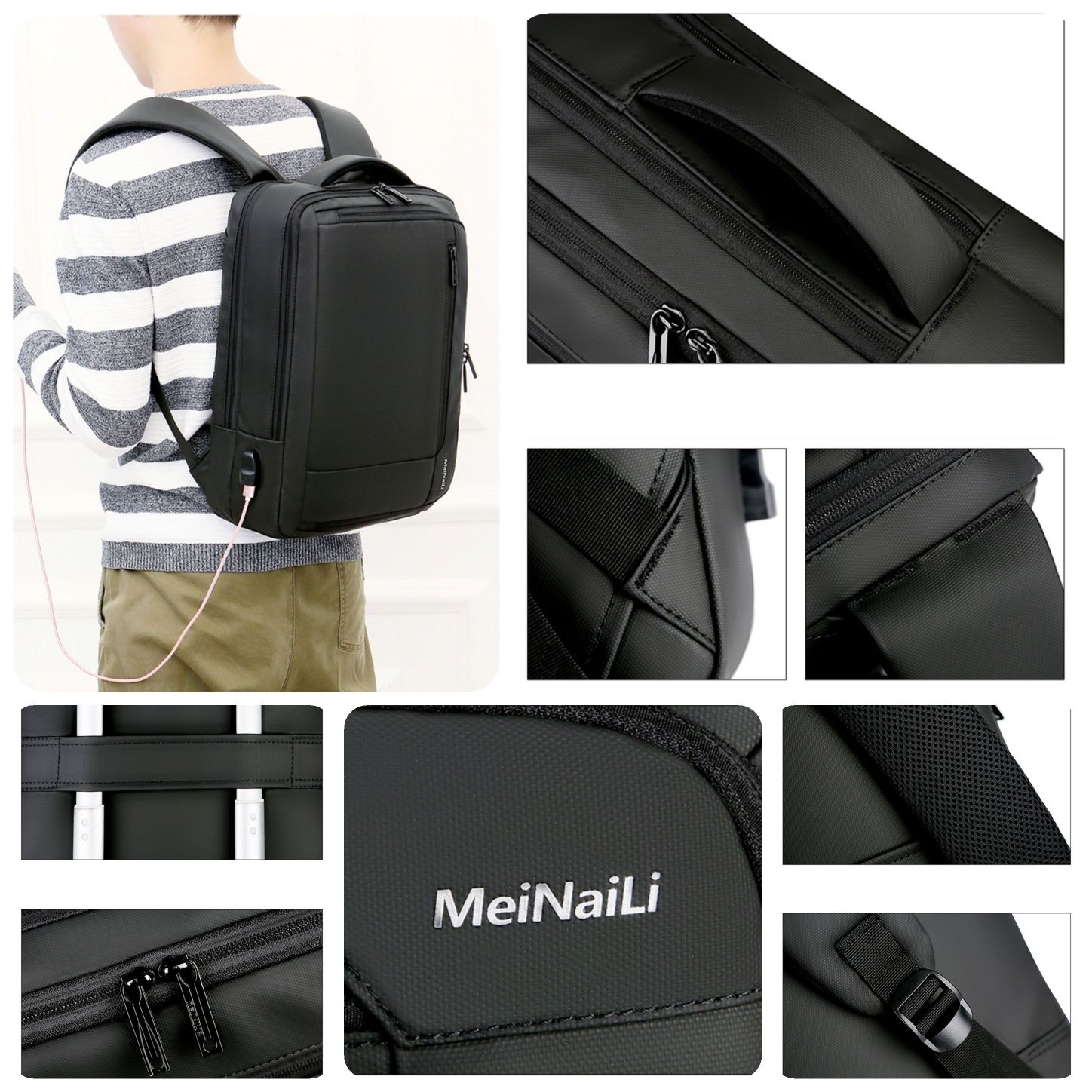 Бизнес рюкзак для ноутбука meinaili 1805 с USB-портом. No:337