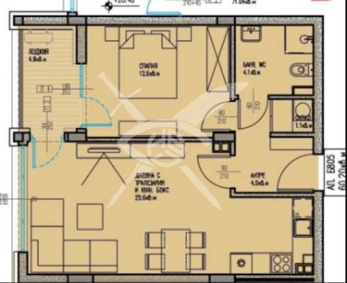 Продава се Двустаен апартамент в Бургас, Славейков - 60 кв.м за 1240 €/кв.м - Снимка #1