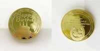 Moneda ,,La multi ani !" - placată cu aur 14K