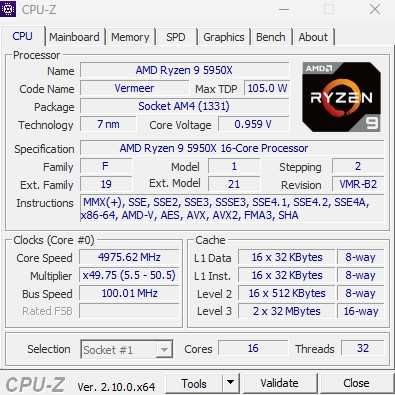 AMD Ryzen 9 5950x / 4,9Ghz / 16 ядер 32 потока/ AM4 socket
