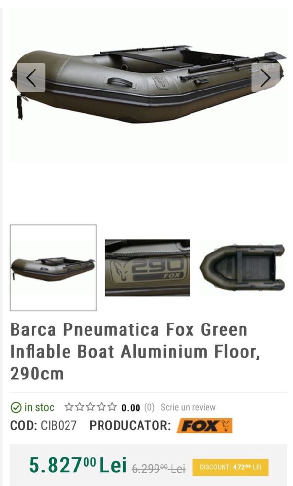 Vand barca Fox 290 podina aluminiu NOUA