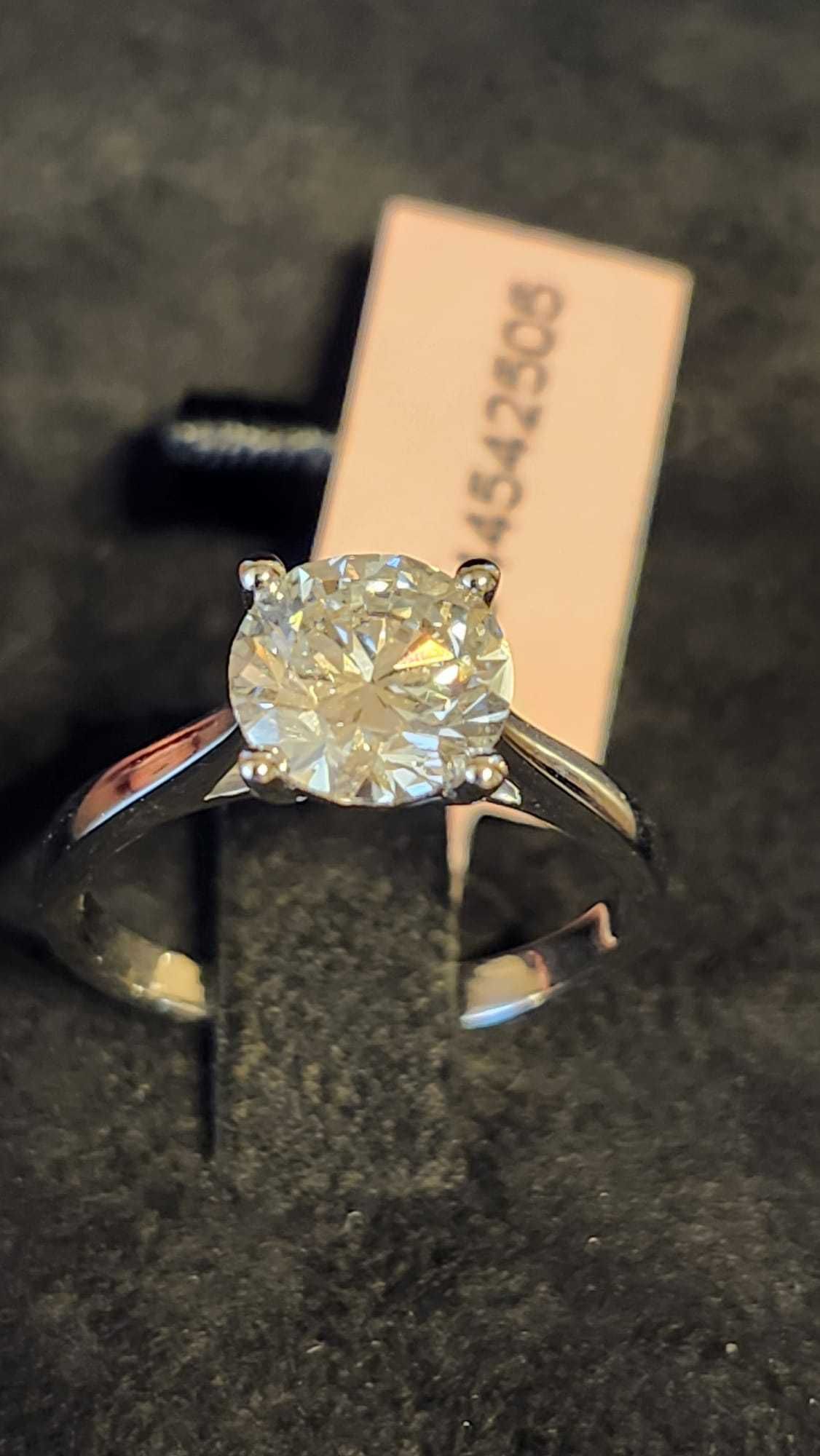 Inel logodnă 2 ct diamant aur alb 14k  – IGI certificat – nou –