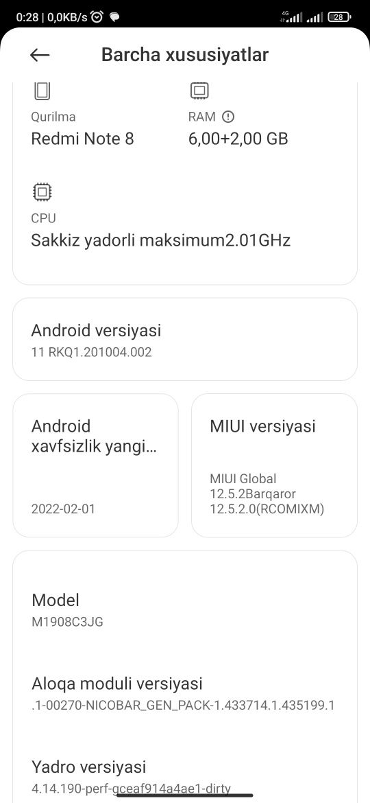 Redmi note 8 izlaganlar uchun