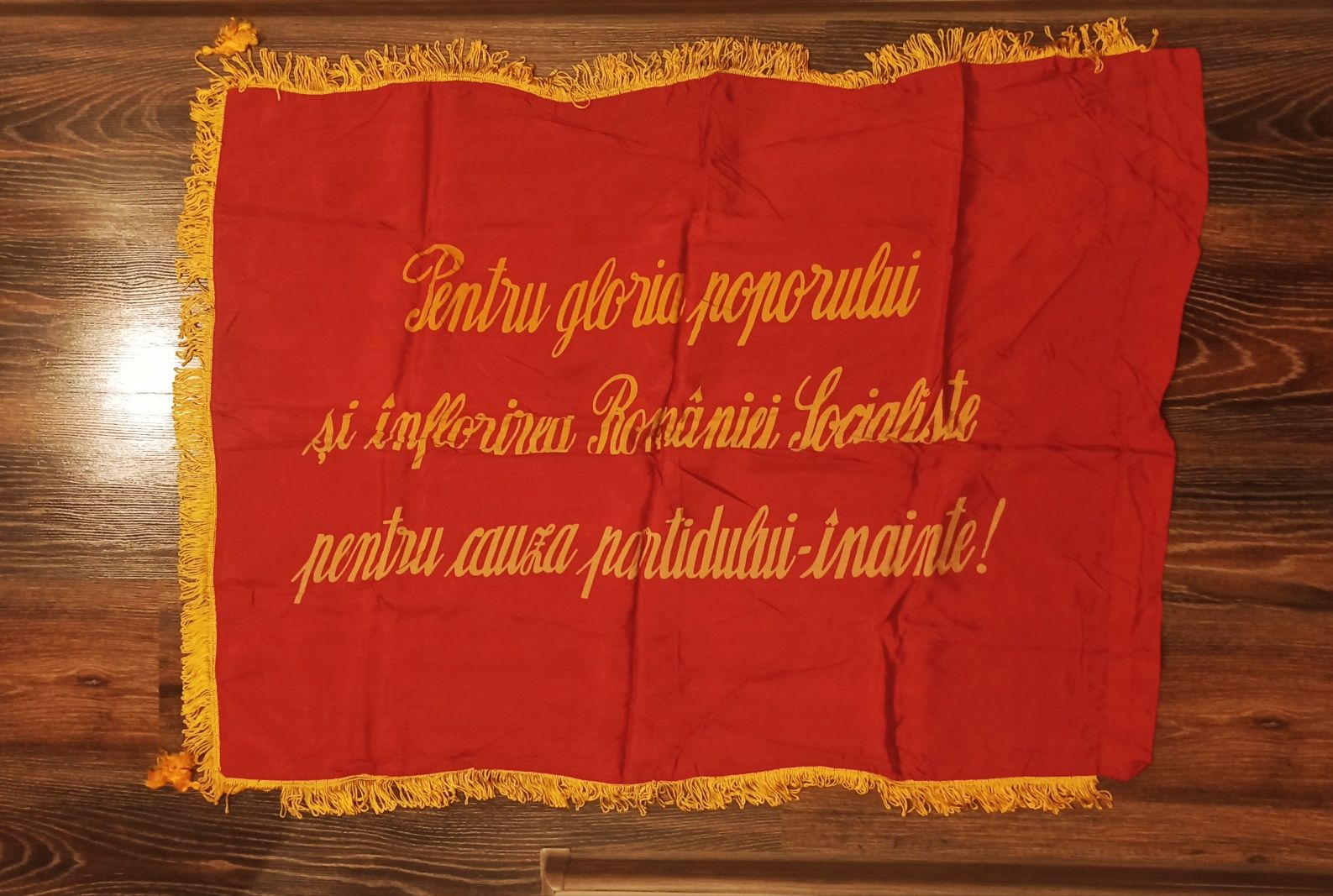 Steag/ drapel mătase RSR pionieri comunism, colecție rar muzeu