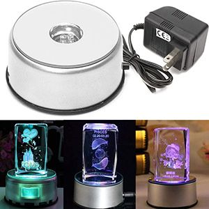 Unique Rotating Crystal Display Base Stand 7 LED Light