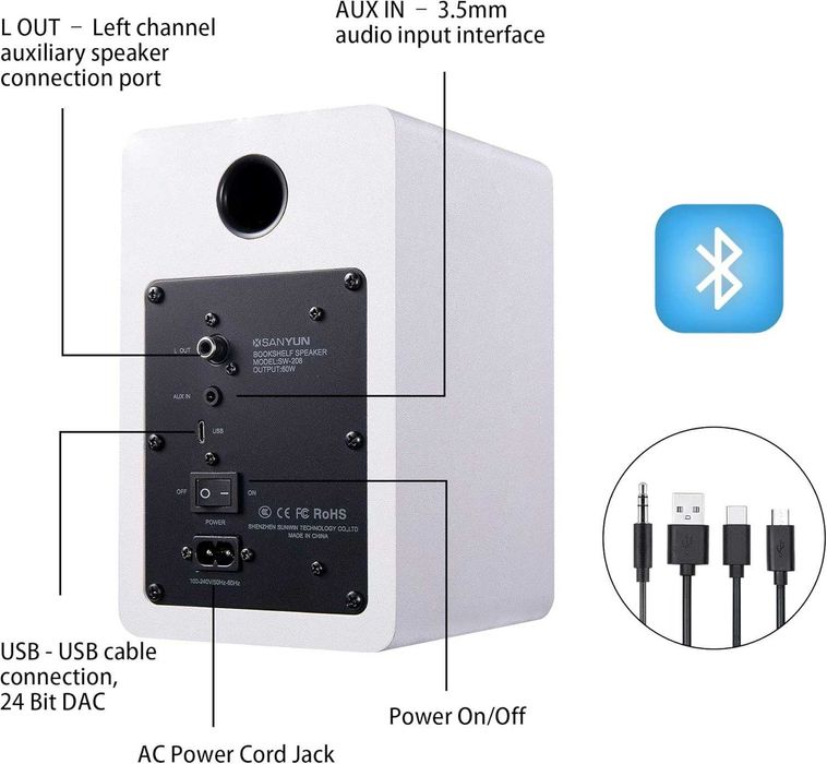 boxe sistem 2,0 SANYUN 60W BLUETOOTH 5.0 ptr PC noi,sigilate in cutie
