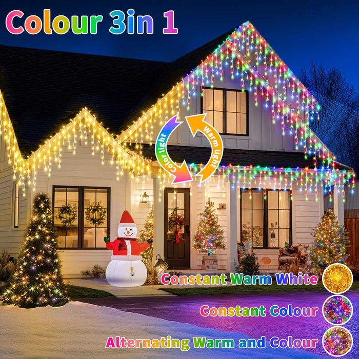 GCMacau 20+5 метра, 660 LED, Коледни светлини, топли+многоцветни