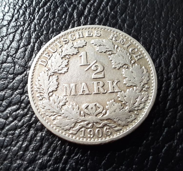 Стара сребърна монета 1/2 марка 1906 г.буква А- Германия- перфектна
