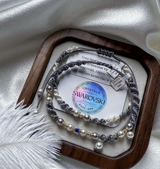 Сет от 2бр.гривни Swarovski cube