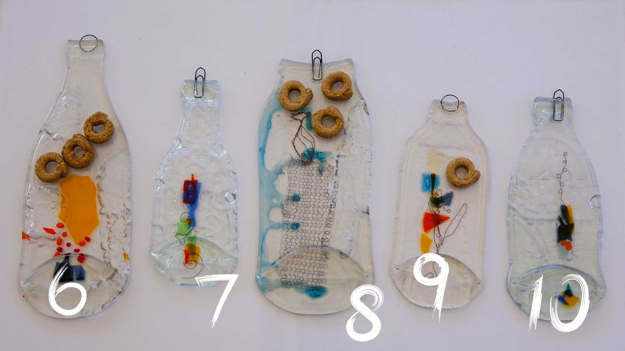 Уникален арт подарък, декорация/плато от разтопено шише  upcycled
