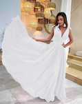 Rochie lungă alba clos bretele vara plaja rochita eleganta