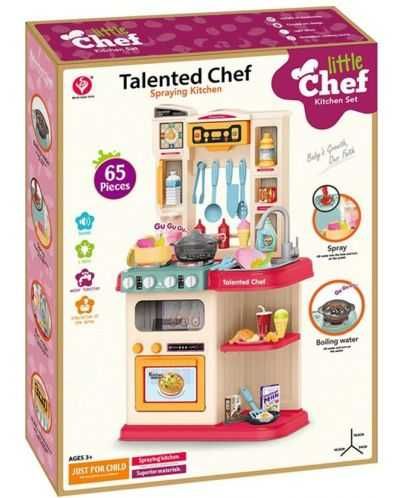 Детска кухня Little Chef - С пара, течаща вода и абсорбатор, 65 части