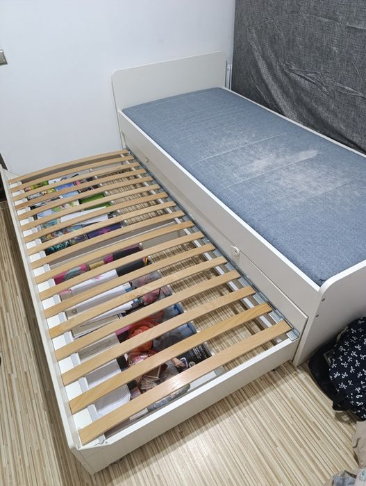 Pat extensibil Ikea alb 90x200 cu 2 setare