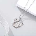 Set argint Swarovski lebada colier inel cristale roz dupe