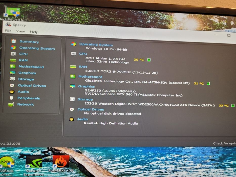 Kit MB Gigabyte GA-A75M-S2V FM1,Athlon II X4 641,8Gb DDR3 la 1600Mhz,C