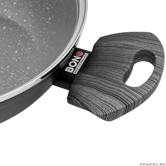 Oala din aluminiu, cu invelis marmorat antiaderent, cu capac,