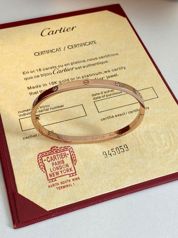 Brățară Cartier Love Slim - unisex - 17 Rose Gold 750 Diamond Full Box
