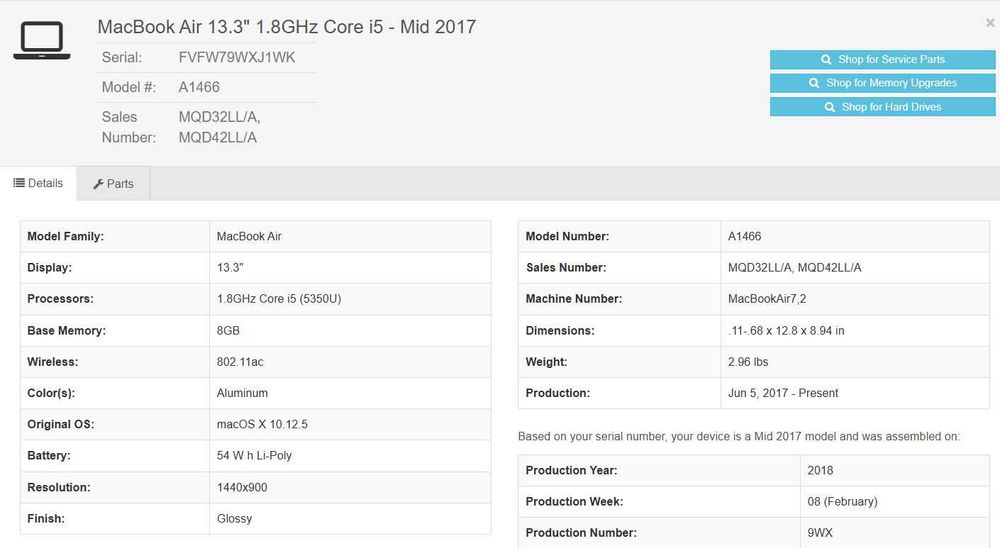 MacBook Air 13,3 '' 2017 i5 1,8 GHz, 8 GB, flash 128 GB. IMPECABIL