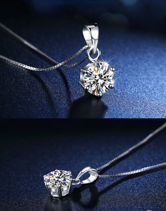 Lănțișor/cercei argint moissanite diamant 1 carat