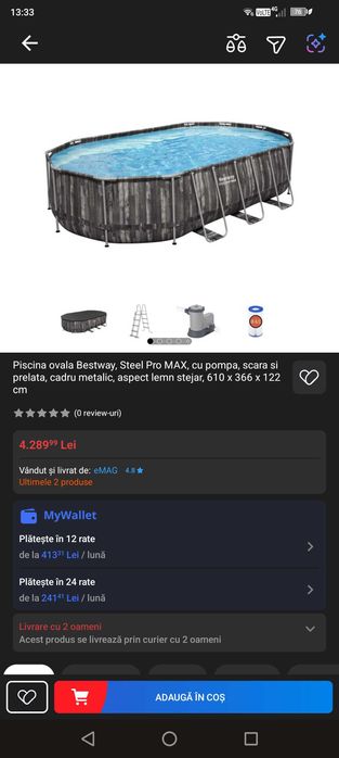 Piscina Bestway Steel Pro Max 610x366, luata pe 12.06.2025