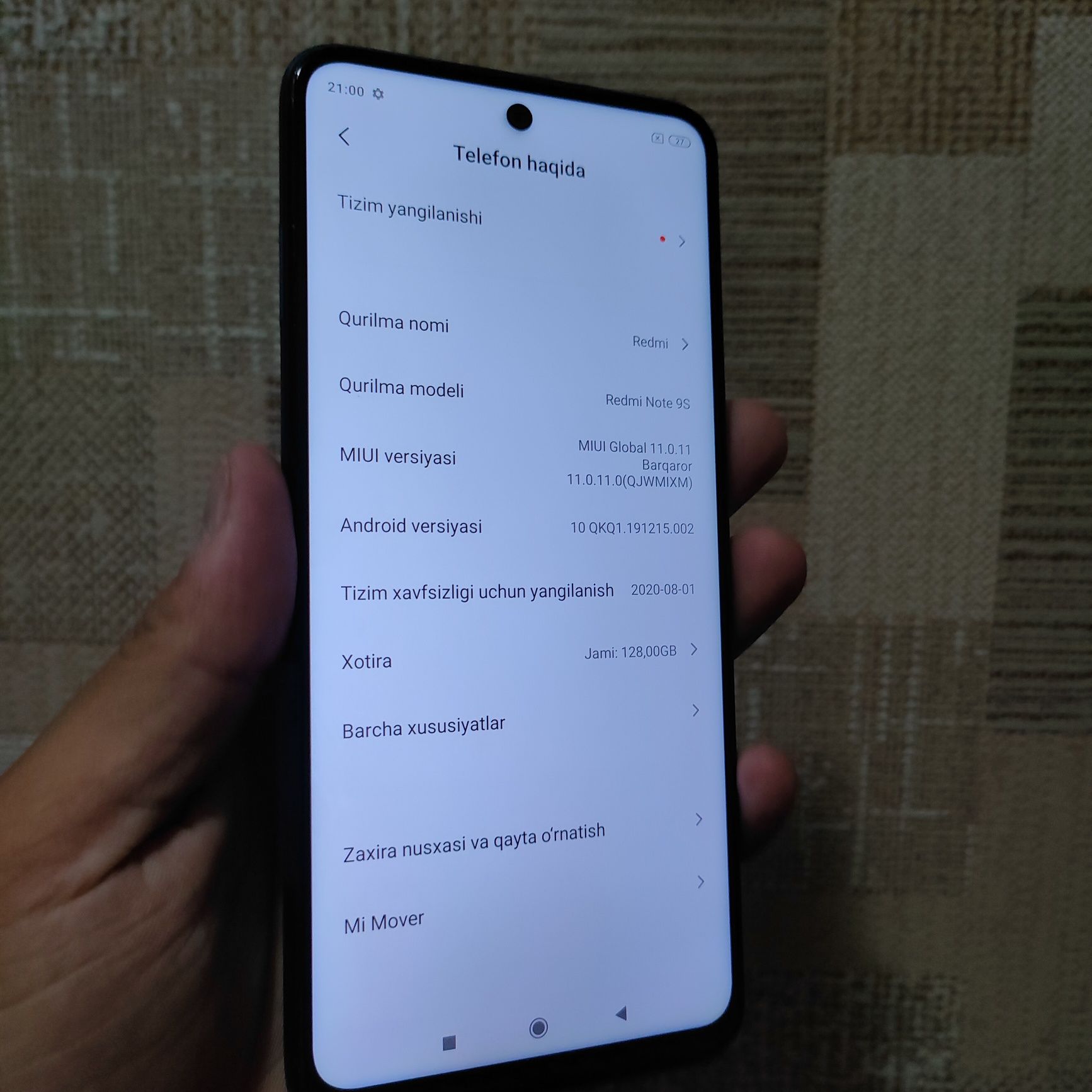 Redmi Note 9s sotiladi 128/6Gb