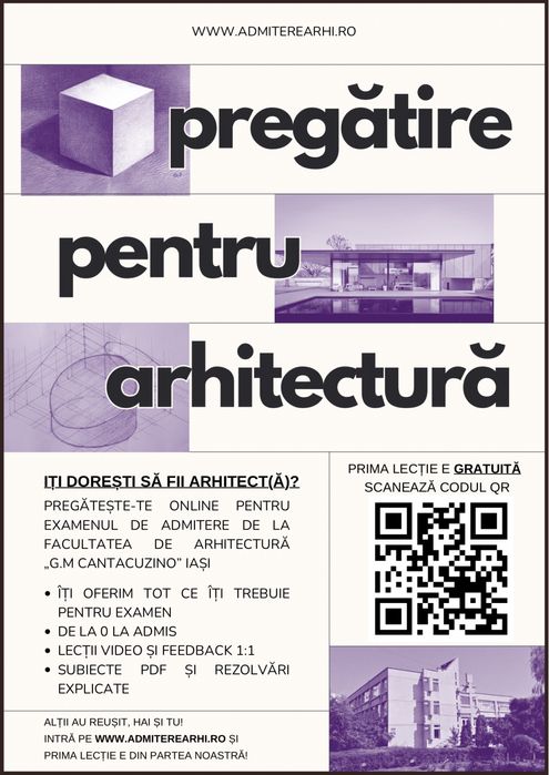 Pregătire Admitere Arhitectură Iași – Lecții Online + Feedback 1:1
