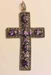 Cruce vintage argint cu ametiste si marcasite