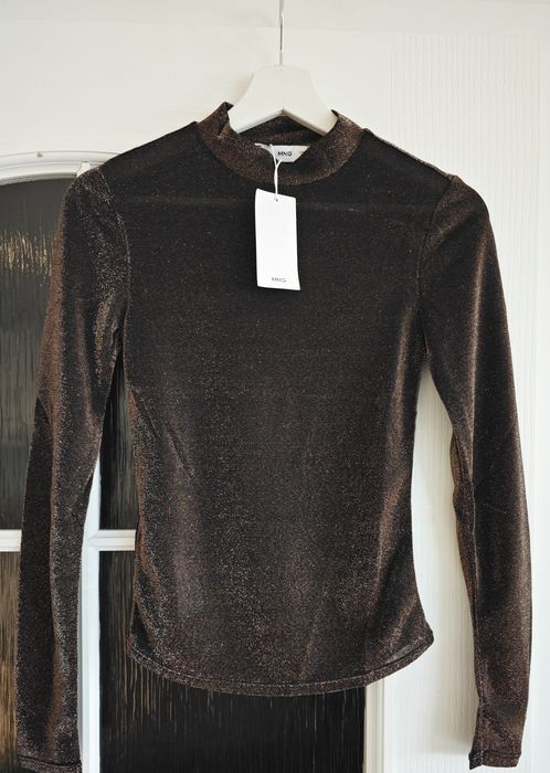 Нова  MANGO дамска парти блуза с блясък