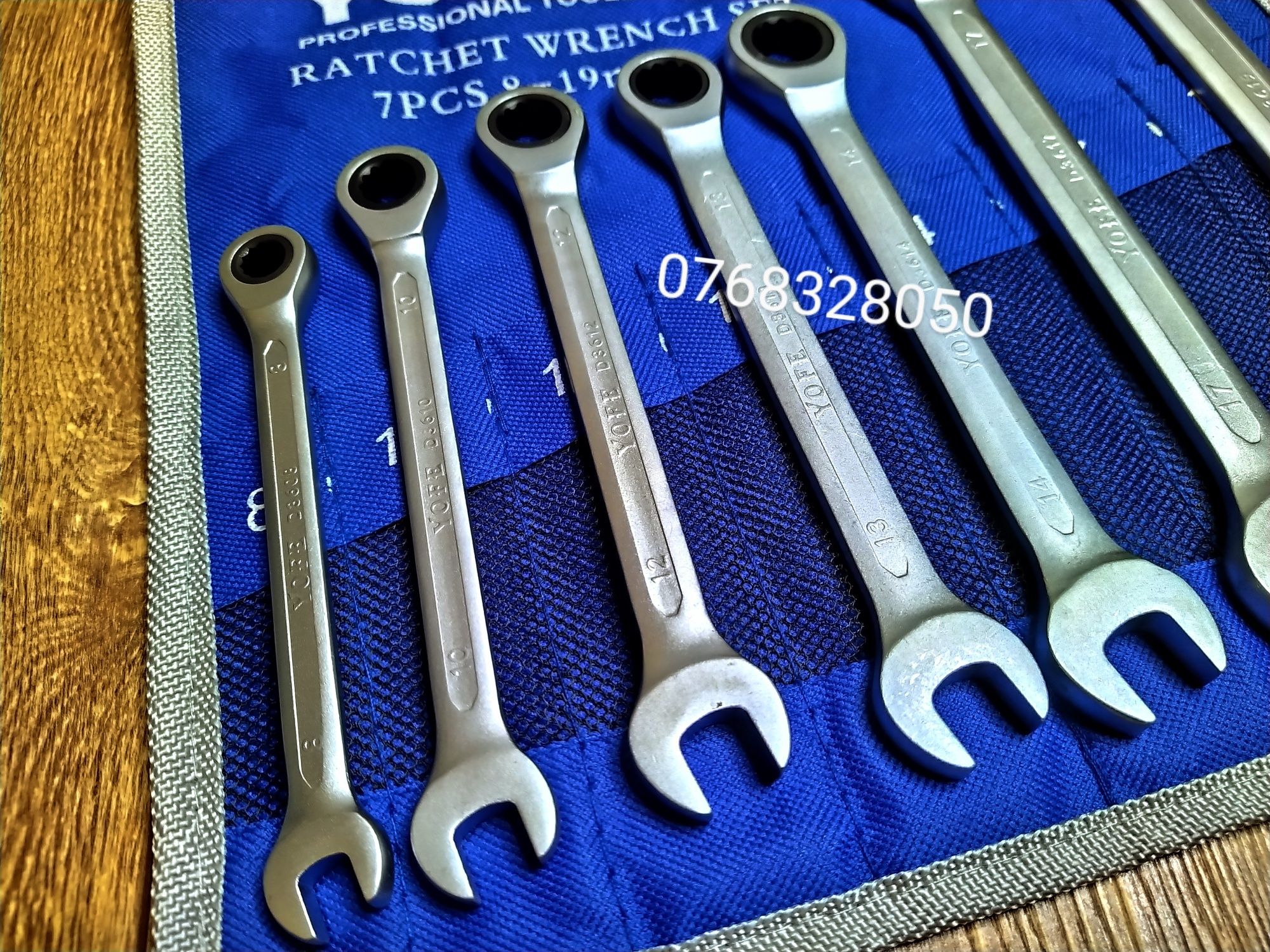 Set 7 Chei Combinate YOFE Profesionale cu Clichet 8-19mm