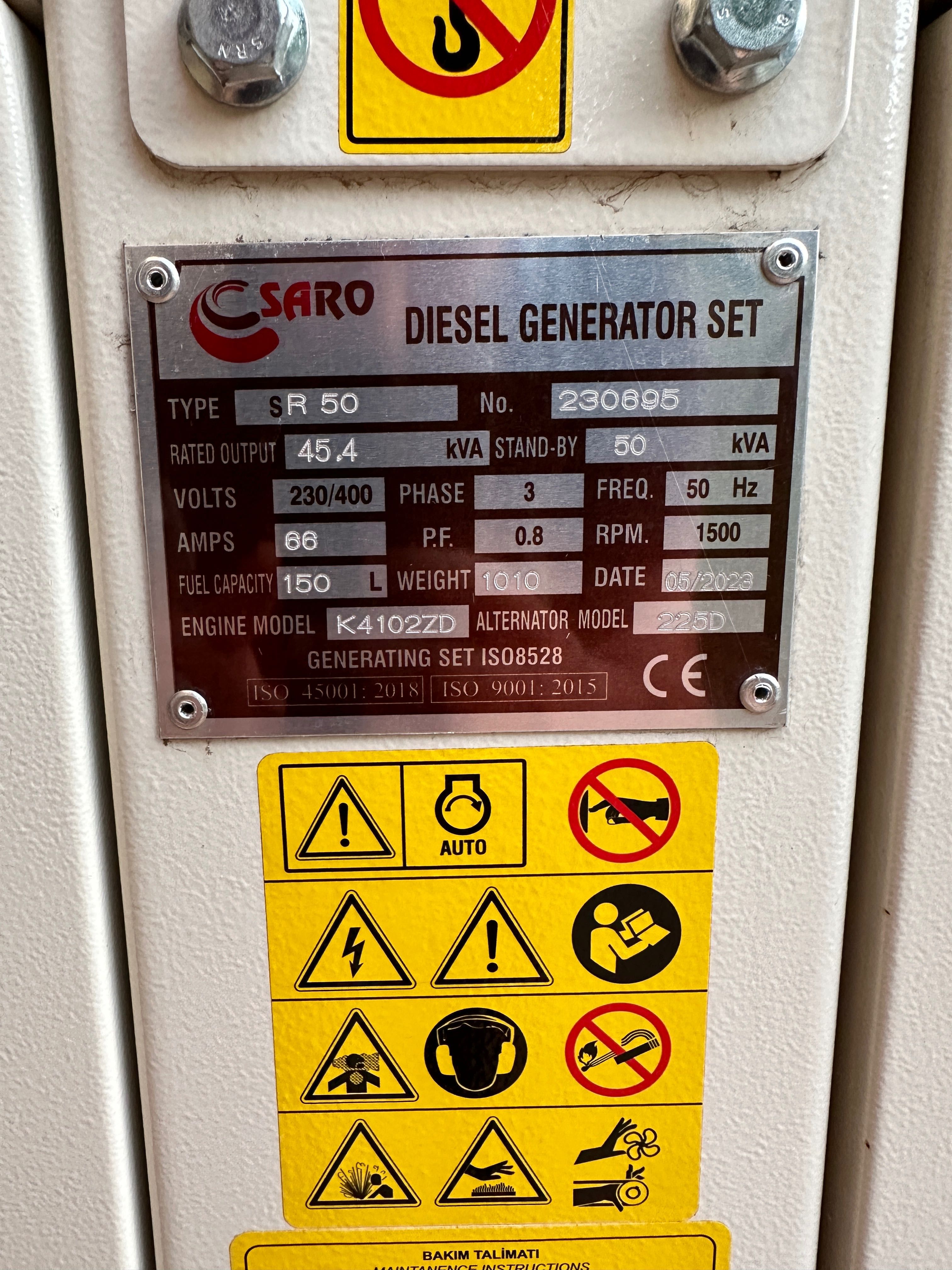 Генератор Движок SARO 50 KVA 42 KV